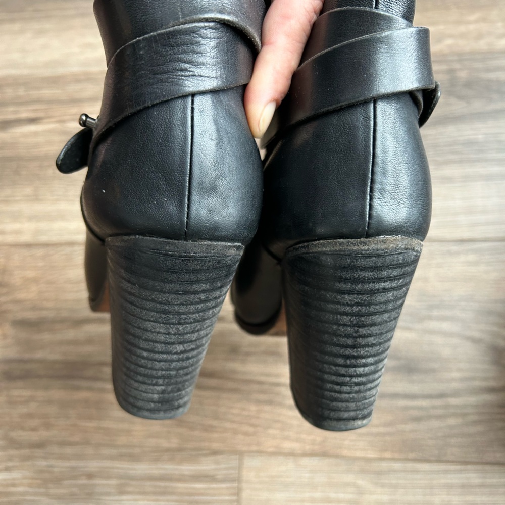 Rag & Bone Harrow Black Leather Heeled Booties | 6.5 - Picture 9 of 16